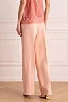 Women's long elegant pants pink Fendi - two side pockets, two back pockets. wool, silk. zipper, hook. Country of manufacture: Italy. Care: specialized cleaning - photo 4