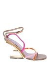 Fendi Multicolored women's sandals with thin straps - original design, thin straps. genuine leather. buckle. Heel: 8.5 centimeters. Country of manufacture: Italy. Care: specialized cleaning - photo 1