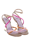 Fendi Multicolored women's sandals with thin straps - original design, thin straps. genuine leather. buckle. Heel: 8.5 centimeters. Country of manufacture: Italy. Care: specialized cleaning - photo 3