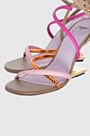 Fendi Pink leather sandals for women - original design, thin straps. genuine leather. buckle. Heel: 8.5 centimeters. Country of manufacture: Italy. Care: specialized cleaning - photo 5