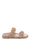 Valentino Beige leather flip-flops for women - metal elements on the heel, woven straps. leather. Country of manufacture: Italy. Care: specialized cleaning - photo 1