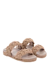 Valentino Beige leather flip-flops for women - metal elements on the heel, woven straps. leather. Country of manufacture: Italy. Care: specialized cleaning - photo 3