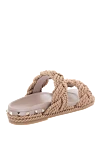 Beige leather flip-flops for women Valentino - metal elements on the heel, woven straps. leather. Country of manufacture: Italy. Care: specialized cleaning - photo 4