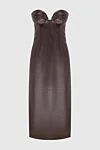 Magda Butrym Brown leather dress for women - zipper. open shoulders. 100% genuine leather. Country of manufacture: Italy. Care: specialized cleaning - photo 1