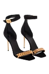 Balmain Black suede sandals for women - chain. 100% suede. leather sole. Fastener: buckle. Heel height: 9.5 cm. Country of manufacture: Italy. Care: specialized cleaning - photo 3