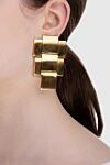 Earrings made of golden metal for women Balmain - geometric shape. 100% metal. Country of manufacture: Italy. Care: specialized cleaning - photo 2