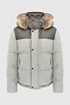 Moorer Men's down jacket made of polyamide gray - Decor: Contrasting trim. Additionally: Hood with fur. Composition: 100% polyamide. Closure: Zipper, buttons. Pockets: Two side pockets. Lining: 100% natural fur. Country of manufacture: Italy. Care: specialized cleaning - photo 1