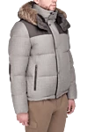 Moorer Men's down jacket made of polyamide gray - Decor: Contrasting trim. Additionally: Hood with fur. Composition: 100% polyamide. Closure: Zipper, buttons. Pockets: Two side pockets. Lining: 100% natural fur. Country of manufacture: Italy. Care: specialized cleaning - photo 3