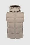 Moorer Beige polyester vest for men - Extras: Hood. Composition: 100% polyester. Closure: Zipper. Pockets: Two side pockets. Insulation: Down, feather. Country of manufacture: Italy. Care: specialized cleaning - photo 1