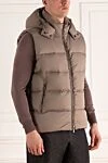 Moorer Beige polyester vest for men - Extras: Hood. Composition: 100% polyester. Closure: Zipper. Pockets: Two side pockets. Insulation: Down, feather. Country of manufacture: Italy. Care: specialized cleaning - photo 3