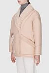 Blancha Beige women's sheepskin coat with hidden buttons - 100% natural leather, 100% natural fur. Buttons. 2. Country of manufacture: Italy. Care: specialized cleaning - photo 3