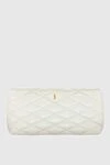 Women's white quilted leather clutch bag Saint Laurent - textured leather, metal logo. genuine leather. Fastener: magnetic button. Country of manufacture: Italy. Care: specialized cleaning - photo 4