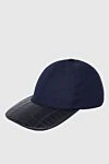 Cesare di Napoli Blue alligator leather cap for men - Textured leather. 100% alligator skin. Country of manufacture: Italy. Care: specialized cleaning - photo 3