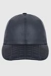 Cesare di Napoli Cap made of crocodile leather blue men's - Textured leather. 100% crocodile skin. Country of manufacture: Italy. Care: specialized cleaning - photo 1