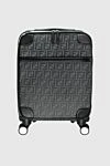 Fendi Leather suitcase gray men's - logo print. wheeled suitcase. 100% genuine leather. Handles: two handles, one retractable. outer pocket. Fastener: zipper. Country of manufacture: Italy. Care: specialized cleaning - photo 1