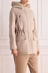 Fabio Gavazzi Beige cashmere and fur coat for women - fur hood. hood. cashmere, fur. zipper, drawstring. two side pockets with flaps and two with zippers. Country of manufacture: Italy. Care: specialized cleaning - photo 3