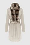 Fabio Gavazzi Women's beige sable and cashmere coat - fur collar. cashmere, sable. belt. two side pockets. Country of manufacture: Italy. Care: specialized cleaning - photo 1