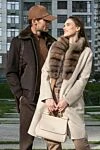 Fabio Gavazzi Women's beige sable and cashmere coat - fur collar. cashmere, sable. belt. two side pockets. Country of manufacture: Italy. Care: specialized cleaning - photo 7