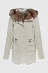 Fabio Gavazzi Beige women's cashmere and sable fur parka - fur hood. hood. natural fur. zipper, drawstring. two side pockets with flaps and two with zippers. Country of manufacture: Italy. Care: specialized cleaning - photo 1