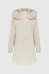 Loro Piana White cashmere and natural fur coat for women - fur hood. 100% cashmere, natural fur. Closure: zipper. two side pockets. Country of manufacture: Italy. Care: specialized cleaning - photo 1