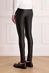 Women's black leather leggings with a low fit DROMe - 100% genuine leather. Fastener: Zipper. 2. Country of manufacture: Italy. Care: specialized cleaning - photo 4