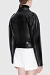 Women's black cropped leather jacket DROMe - 100% genuine leather. Fastener: Zipper. 4. Country of manufacture: Italy. Care: specialized cleaning - photo 4