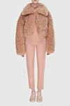 Cropped beige women's fur coat DROMe - 100% natural fur. Fastener: hooks. 2. Country of manufacture: Italy. Care: specialized cleaning - photo 2