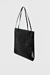 DROMe Black leather women's tote bag with a grainy texture - 100% genuine leather. Country of manufacture: Italy. Care: specialized cleaning - photo 3