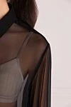 Saint Laurent Блуза з шовку чорна жіноча - контрастна вставка. шовк. гудзики. Країна виробник: Італія. Догляд: спеціалізоване чищення - фото 5