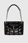 Saint Laurent Women's black quilted leather bag - textured leather, metal logo. genuine leather. Fastener: magnetic button. Country of manufacture: Italy. Care: specialized cleaning - photo 1