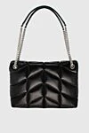 Saint Laurent Women's black quilted leather bag - textured leather, metal logo. genuine leather. Fastener: magnetic button. Country of manufacture: Italy. Care: specialized cleaning - photo 3