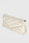 Saint Laurent Women's white quilted leather bag with logo - textured leather, metal logo. genuine leather. Fastener: magnetic button. Country of manufacture: Italy. Care: specialized cleaning - photo 3