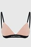 Tom Ford Beige modal bra for women - logo, contrasting insert. 97% modal, 3% elastane. Fastener: hooks. Country of manufacture: Italy. Care: specialized cleaning - photo 1