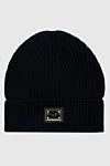 Dolce & Gabbana Blue cashmere hat for men - Logo print . 100% cashmere. Country of manufacture: Italy. Care: specialized cleaning - photo 1