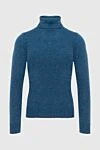 Gran Sasso Blue wool jumper for men - lapel collar . 100% wool. Country of manufacture: Italy. Care: specialized cleaning - photo 1