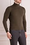 Gran Sasso Green wool jumper for men - high collar . 100% wool. Country of manufacture: Italy. Care: specialized cleaning - photo 3