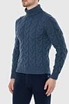 Gran Sasso Wool jumper blue for men - curly knit . 100% wool. Country of manufacture: Italy. Care: specialized cleaning - photo 3