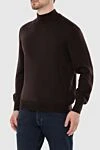 Gran Sasso Woolen brown men's stand-up jumper - 100% wool. Country of manufacture: Italy. Care: specialized cleaning - photo 3