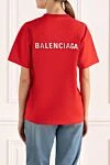 Футболка з бавовни червона жіноча Balenciaga - логотип. 100% бавовна. Країна виробник: Італія. Догляд: спеціалізоване чищення - фото 4