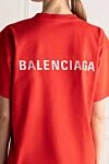 Футболка з бавовни червона жіноча Balenciaga - логотип. 100% бавовна. Країна виробник: Італія. Догляд: спеціалізоване чищення - фото 6