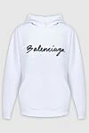 Balenciaga Hoodie made of cotton white for women - logo. hood, front pocket. 100% cotton. Country of manufacture: Italy. Care: specialized cleaning - photo 1