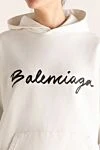 Balenciaga Hoodie made of cotton white for women - logo. hood, front pocket. 100% cotton. Country of manufacture: Italy. Care: specialized cleaning - photo 5