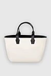 Women's large white tote bag with black handles Balenciaga - logo. cotton, leather. Country of manufacture: Italy. Care: specialized cleaning - photo 4