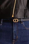 Dior Black belt for women - Golden plated. 100% genuine leather. Country of manufacture: Italy. Care: specialized cleaning - photo 3