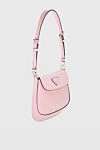 Prada Women's bag pale pink leather with logo - metal patch with logo. genuine leather. Fastener: magnetic button. Country of manufacture: Italy. Care: specialized cleaning - photo 3