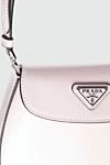 Prada Women's bag pale pink leather with logo - metal patch with logo. genuine leather. Fastener: magnetic button. Country of manufacture: Italy. Care: specialized cleaning - photo 5