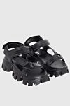 Prada Black leather sandals for women - massive sole, logo. leather. Velcro. Country of manufacture: Italy. Care: specialized cleaning - photo 3