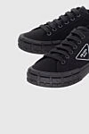 Prada Black canvas sneakers for men - logo. 100% canvas. lacing. Country of manufacture: Italy. Care: specialized cleaning - photo 5