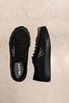 Black canvas sneakers for men Prada - logo. 100% canvas. lacing. Country of manufacture: Italy. Care: specialized cleaning - photo 6