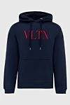 Valentino Men's cotton and polyamide hoodie blue - Pattern print. Hood. 94% cotton, 6% polyamide. Closure: Drawstring. Country of manufacture: Italy. Care: specialized cleaning - photo 1